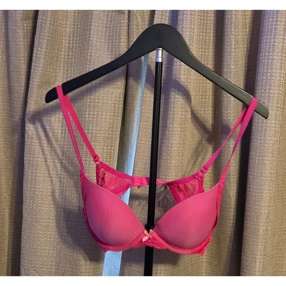 Victoria's Secret Dream Angels Lace Push Up Bra Women's 34C Pink Spandex Blend‎